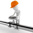 3d man worker and a shiny pipeline