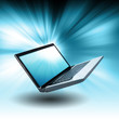 Blue Floating Computer Laptop with Glow Blue Floating Computer Laptop with Glow