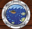 vector porthole and colorful tropical fishes vector porthole and colorful tropical fishes