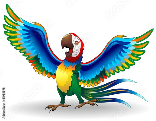 Vektor: Pappagallo Ara Cartoon-Funny Macaw Parrot-Vector Pappagallo Ara Cartoon-Funny Macaw Parrot-Vector