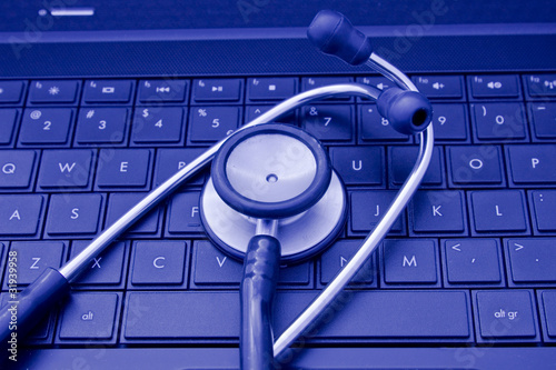 Photo: Stethoscope on laptop's keyboard Stethoscope on laptop's keyboard