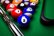 Billiard balls over table