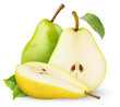 Green and yellow pears isolated on white