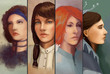 portrait of four women, digital painting