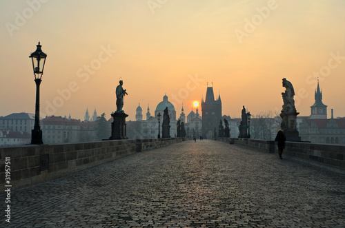 Photo: Sunrise in Prague, view from the Charles Bridge Sunrise in Prague, view from the Charles Bridge