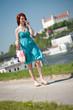 portrait of a girl with a bag and flower portrait of a girl with a bag and flower