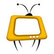 Yellow comic retro TV isolated over white background Yellow comic retro TV isolated over white background