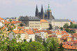 View on the spring Prague gothic Castle with the green Nature