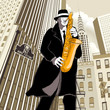 saxophone player in a street