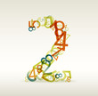 Number two made from colorful numbers Number two made from colorful numbers