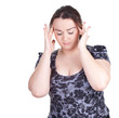 suffering from  pain - young fat woman with headache