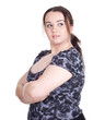 thoughtful young fat woman with crossed arms