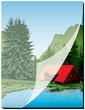 illustration of landscape sticker with protective foil