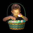 Boy Looking in Glowing Easter Basket