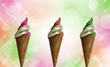 Photo: Trois glaces, fond pastel Trois glaces, fond pastel