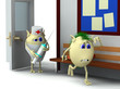 3d character  is running away form doctors room