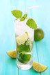 Fresh mojito with mint close up