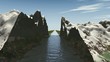 Der Flug über die Wasserstraße zwischen den hohlen Berg