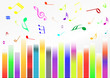 Abstract illustration with volume bars and music notes