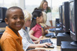 Foto: Kindergarten children learning how to use computers. Kindergarten children learning how to use computers.