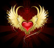 red heart with golden wings