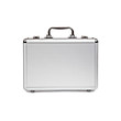 metallic suitcase on white background