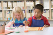 Kindergarten children painting