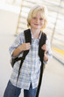 Portrait of kindergarten boy with backpack