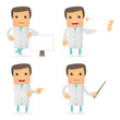set of funny cartoon doctor