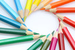 ����: Color pencils in arrange in color wheel colors on white backgrou � Jess Yu #32003988