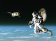 Astronaut and satellite