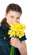 Cute little girl giving flowers Cute little girl giving flowers