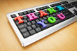 Thank you message on the keyboard
