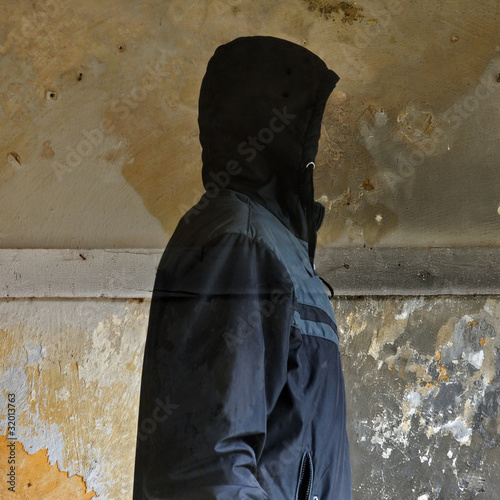 Photo: invisible man in abandoned interior invisible man in abandoned interior
