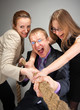 Business team pulling a rope