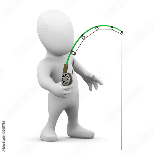 Illustration: 3d Little man fishing 3d Little man fishing