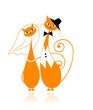 Groom and bride, cat's wedding for your design