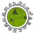 Happy village, frame with houses for your design