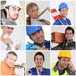 Mosaic of workers from different trades