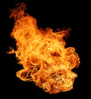 Fire flame isolated on black background