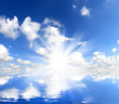 Photo: Water surface with sunshine and clouds Water surface with sunshine and clouds