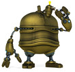 big robot holding the football ball