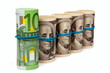 Four rolls from dollars and one roll from euros Four rolls from dollars and one roll from euros