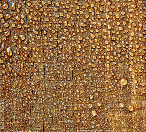 Photo: Droplets on wood Droplets on wood