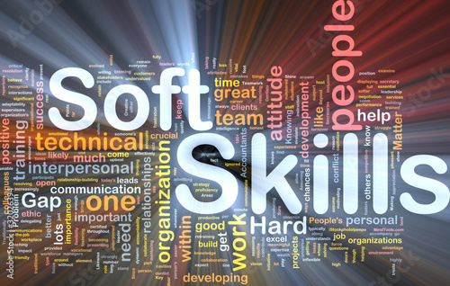 Illustration: Soft skills background concept glowing Soft skills background concept glowing