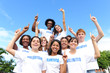 happy and cheerful volunteer group