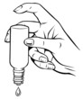 Hand holding drops container