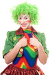 Portrait of smiling female clown