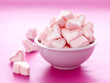 Bowl full of sweet heart shaped marshmallows