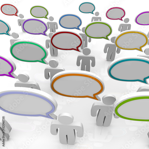 Illustration: Large Group of People Talking - Speech Bubbles Large Group of People Talking - Speech Bubbles